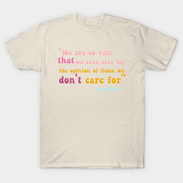 Jane Austen Rainbow Retro Text Quote T-Shirt by The Lily and The Lark